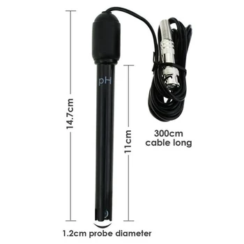 0-14 let PH Elektroda Sonda BNC Priključek, 300 cm Kabel za PH Meter Monitor Krmilnik za Akvarij Hydroponics Rastlin Bazen