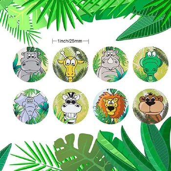 50pcs/roll Risanka Živali Nalepke Za Jungle Safari Rojstni Okraski Otroci Igrače Šoli Učitelj Nagrado, Darilo