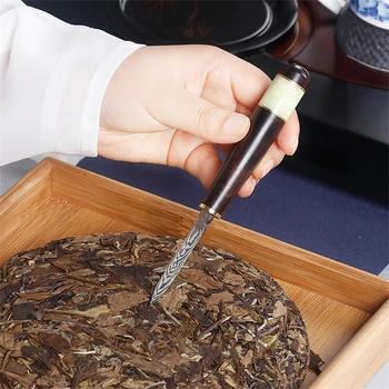 Čaj Nož Puer Iglo Pick Lesa Ročaj Ebony iz Nerjavečega Vzorec Puer Čaja Nož Čaj Iglo, z Usnjena torbica Čaj Dodatki