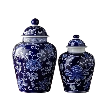 Elegantni Modeli Kitajski Keramične Vaze Cvet In Ptic, Ingver Jar Poroko Centerpiece Dekorativni 10 Inch Modra