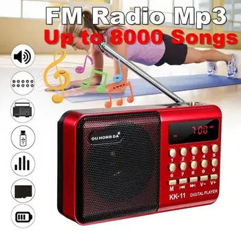 K11 FM Mini Radio, Polnilna Prenosni Ročni Digitalni FM, USB TF MP3 Predvajalnik Zvočnika Večfunkcijsko Diktafon