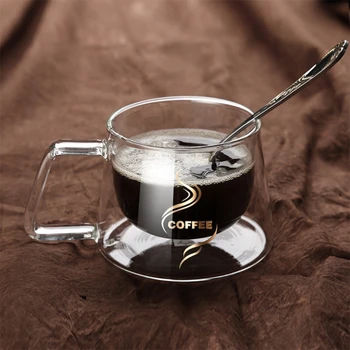 2021 Dvojno Steno Izolirana Kozarci, Skodelice Kave z Kvadratnih Ročaj Trajne Edinstven Aparat za Steklene Skodelice, Kozarci za Espresso Kavarna