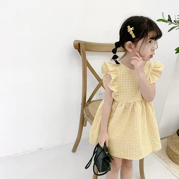 2021 poletje nova dekleta kariran telovnik krilo baby dekleta oblačenja telovnik krilo otrok korejski princesa obleko plima tovarne neposredne prodaje