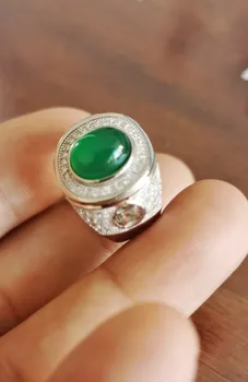 Pravi 925 sterling srebro vdelan chalcedony srebrni prstan