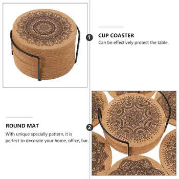 1 nastavite Ustvarjalne Nordijska Mandala Design, Okrogle Oblike Lesenih Coasters z Rack(1*Rack in 12 Coasters) coasters v imetnik set