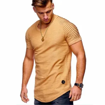 2020 nova kratka sleeved barva moška t-shirt naguban ramenski jacquardske proge Slim T-shirt za moške priložnostne šport joker simbol T-shirt