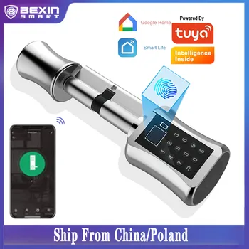 Prstnih Cilinder Ključavnice Tuya APP Biometrične Elektronske Smart Zaklepanje Vrat Digitalna Tipkovnica Kodo brez ključa za Zaklepanje Doma Apartma