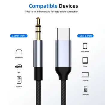Tip C do 3.5 mm AUX avdio kabel USB C 3.5 jack mobilni telefon, slušalke računalnik car audio pomožne črte adapter