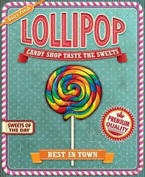 Lollipop Bonboni, Sladko Shop Veliko Kovinsko Tin Znak