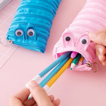 Ustvarjalne caterpillar zadrgo svinčnik šolo Tiskovino vrečko za shranjevanje srčkan Svinčnik imetnik študent torbica pen za otroke Kawaii pero vrečke