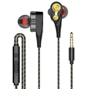Dual-Dinamično Quad-core Zvočnik 3,5 mm V uho Uho Slušalke Z Mikrofonom In Nadzor Glasnosti Glasbe, Slušalke Bas Slušalke