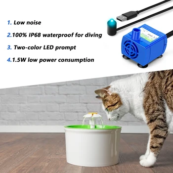 Pet Razpršilnik Vode Črpalka USB Polnilna LED Mačka Vodnjak Motorna Črpalka Samodejno Utišani Pitne Skledo Dodatki