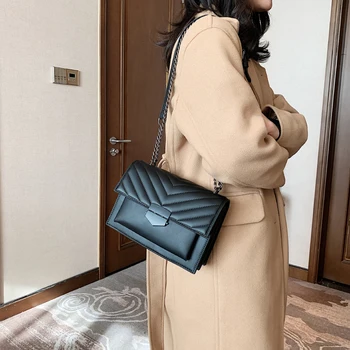 Ženska Torba 2021 Nove PU Usnje Verige Dame Torba korejski Moda Varovanec Vrečko pod Pazduho Ženske Cross Body Bag Trend Črno