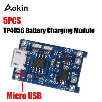 5Pcs TP4056 5V 1A Micro USB 18650 Litijeva Baterija Polni Penzion Polnilnik Modul Zaščite Dual Funkcije za arduino Diy Kit