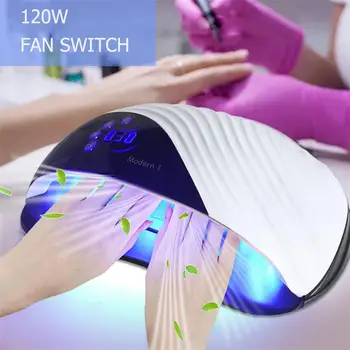 120W LED UV Lak Lučka za Lase Gel lak, Luč, Ventilator Smart Stikalo Senzor Sušenja Lakov, Ne Črne Roke Brez Bolečin Strokovno Salon