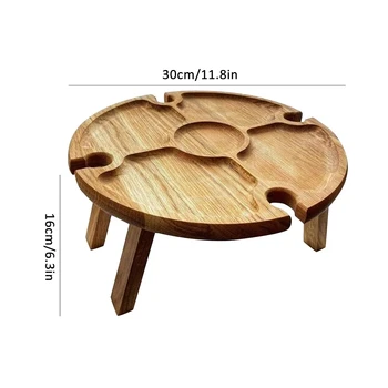 Lesena Zložljiva Miza za Piknik Prenosni Zunanji 2 V 1 Kozarec Vina Imetnik Stemware Shranjevanje Rack Kamp Miza Vrtno Pohištvo