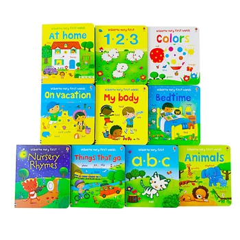 10Pcs/niz angleških Knjig Usborne Zelo Prve Besede Trda vezava Odbor Knjige za Otroke Razsvetljenje Izobraževalne Igrače Sliko Učbenik