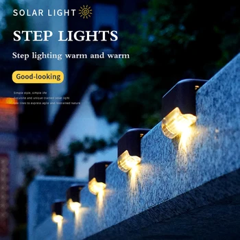 4pcs LED Sončne Stopnice Lučka Nepremočljiva Prostem Vrt Poti Dvorišču, Terasi, Stopnice, Ograje Svetilke Sončne Svetlobe Noč