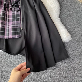 HangCode Asimetrični Mozaik Poletje Obleko 2021 Letnik Gothic Vitek Pas Povoj Ženske Obleke Modni Črno Punk Stranka Obleko
