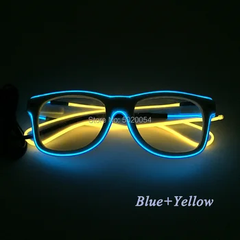 Priljubljena 2 Barvi v Kombinaciji Sijaj LED Očala EL Žice sončna Očala sveti Odtenki Utripa Festival, Rave Party Svetla Očala
