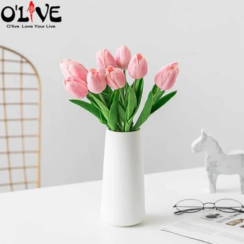 10 Kos PU Tulipani Umetno Cvetje za Dekoracijo Pravi Dotik Poročni Šopek Cvetja Domu Dekorativni Cvet Foto Dekor Floristry