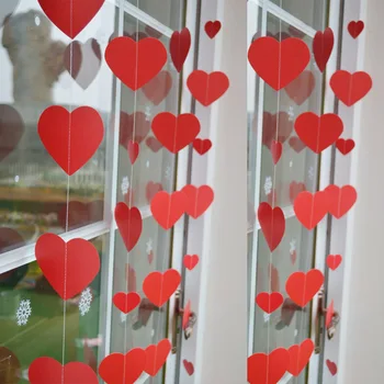 40 Srca Poroko Garland Rdeče Papir Niz Banner DIY valentinovo Viseče Zavese Poroko Ljubezen Soba Postavitev Dekoracijo 5M