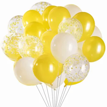 50Pcs/veliko Rumeno Belo Zlato Konfeti Baloni za Rojstni dan Okraski Sončnično Balon Globo za Baby Tuš Stranka Dekor