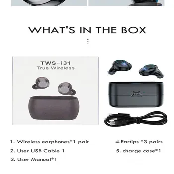 I31 TWS Slušalke Bluetooth Brezžične Slušalke IPX7 Nepremočljiva fones de ouvido Hrupa Preklic Slušalke z 3000mAh Moči Banke