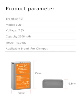 7.6 V 2200mAh BLN-1 PS-BLN1 Baterijo Fotoaparata + Dual USB polnilec za Olympus OM-D E-M1, Olympus Pen F, OM-D E-M5, PEN E-P5, OM-D