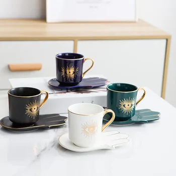 Turški INS vetra svetlobe luksuzni keramične skodelice Evropskem slogu majhne lepe skodelico kave in krožnik set home popoldanski čaj pokal