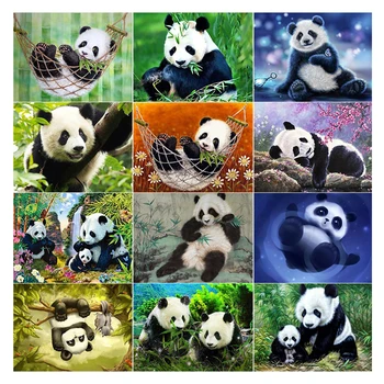 LZAIQIZG 5D Diamond Slike Srčkan Panda Celoten Kvadratni/Krog Diamond Vezenje Živali Slike Okrasnih Doma Dekor