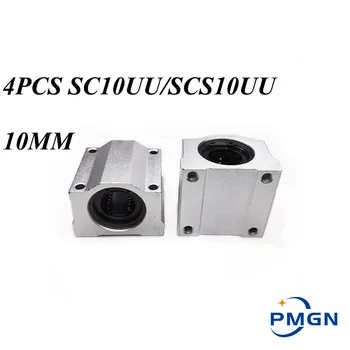 Visoka kakovost 4pcs SC10UU SCS10UU Linearni gibanja kroglični Ležaji Potisnite Blok tulko za 10 mm CNC Usmerjevalnik PMGN