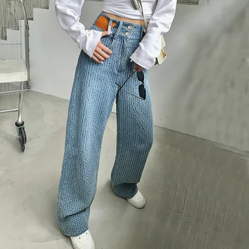 ODTENEK DOBE Žensk Retro Visoko Pasu Hlače Hlače Ženske Hyun MOPA Stil Jeans Harajuku korejski Moda 2021 Pantalon Femme Y2K
