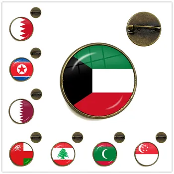 Kuvajt,Katar,Severna Koreja,Bahrajn,Oman,Singapur 20/25 mm Steklo Chrysoprase Broške Ovratnik Nakit, Igle Za Wome Moških Darilo