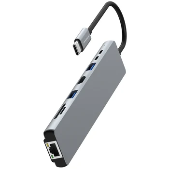 Anmck USB C SREDIŠČE za HDMI Adapter RJ45 1000M/s Card Reader USB 3.0 PD 100W Vrste C, priključna Postaja Za Macbook Pro Površine iPad