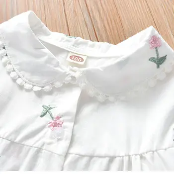 2021 Cvet River Majhne Sveže Baby Dekleta Bele Bluze Bombažno Majico poletje Moda kratek Rokav Vrhovi Otroci Oblačila P1005