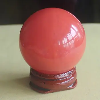 Rdeča voclano češnja quartz Področju Žogo z Lesom Stojalo Kamen Bell Čakro Zdravljenje Kristalno Reiki Obrti 40 mm