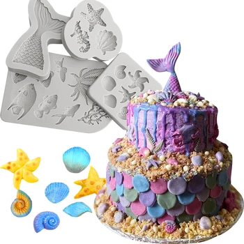 1pcs3D plesni silikonsko plesni DIY fondat torto plesni Ocean serije temo torto fondat plesni stranka torto dekoracijo orodje