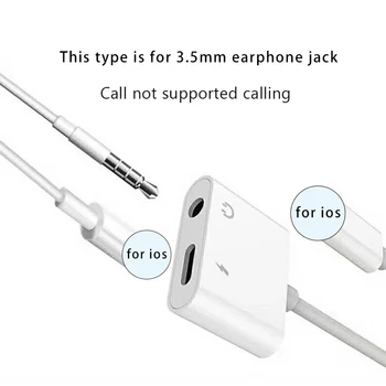 2 v 1 Audio Adapter za Polnjenje Strela 3,5 mm Priključek AUX Kabel Razdelilnik Za iPhone 7 8 X X X X XR 11 12 Pro Aux Zvočna kartica