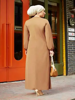 2021 Muslimanskih Oblačil Abaya Tam Kaftan Islamska Oblačila Haljo Šivanje Podrobno Zapestja Gume Obleko Dubaj Turčija Halal Trdne Barve