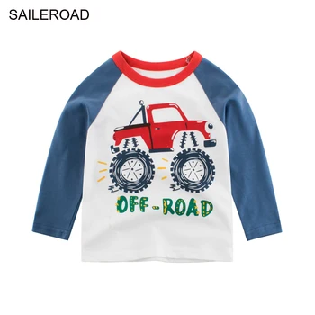 SAILEROAD Prevoz Otrok, Otroci Fant je Dolgo Oplaščeni Avtomobilov, T-Majice Novo Pomlad Otroka, Dojenčka Vrhovi Tees Majica Dekle Oblačila
