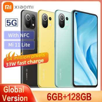Svetovni 5G Različica Xiaomi Mi 11 Lite Pametni RAM6GB+ ROM128GB Snapdragon 780G AMOLED Full Screen 64MP 4250mAh Baterije Z NFC