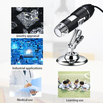 1600X Prenosni Elektronski Digitalni Mikroskop za WIN10/8/7/XP MAC Sistem Lupo Senzor Fotoaparata Ročni USB Mikroskopi