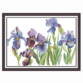 Iris cvet Navzkrižno stitch Vezenje z Natisnjeni Vzorec Slike DMC DIY 11CT in 14CT Handwork cvetje Navzkrižno šiv darilni Kompleti