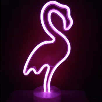 Flamingo Led Neon Luči Kokosovo Drevo Kaktus Samorog Obliko Svetilke Stojala za Pisane Doma Soba Dekoracijo Božič Baterije Noč svetlobe