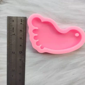 Ročno Baby Odtis Keychain Plesni DIY Footmark Keychain Obesek Silikonske Smole Litje Plesni Nakit, Izdelava Orodij