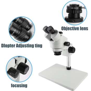 Digitalni Fotoaparat HDMI VGA Simul-Foca Trinocular Stereo Mikroskop Z LED Osvetlitev Obroč Svetlobe Za PCB Board Spajkanje Popravila