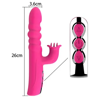 G Spot Vibrator Rabbit Vibrator Jezika Lizanje Klitoris Adult Sex Igrače za Ženske Masturbacija Teleskopsko Vibracije Vagina Massager