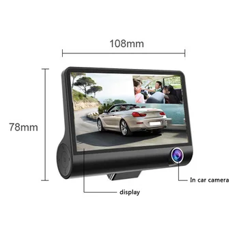 Dvojno Objektiv Dash Cam 4 Palčni Avto DVR Prikažete nadzorno ploščo Kamere z Pogled od Zadaj Kamero Za Auto Rearview Mirror WiFi HD Video Recorde
