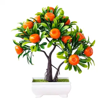 Plastičnih Umetnih Orange Tree Bonsaj Umetno Rastlin Ponaredek Spraviti Cvet Namizni Dekor za Vrt, Balkon Dekor Cvetlični Aranžma